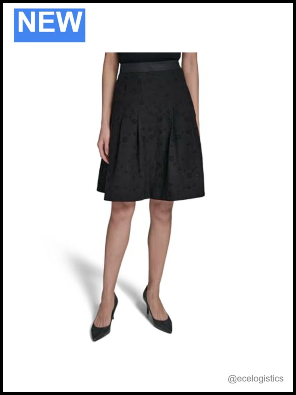 Karl Motif Dainty Midi Skirt 100% Cotton Zip Closure